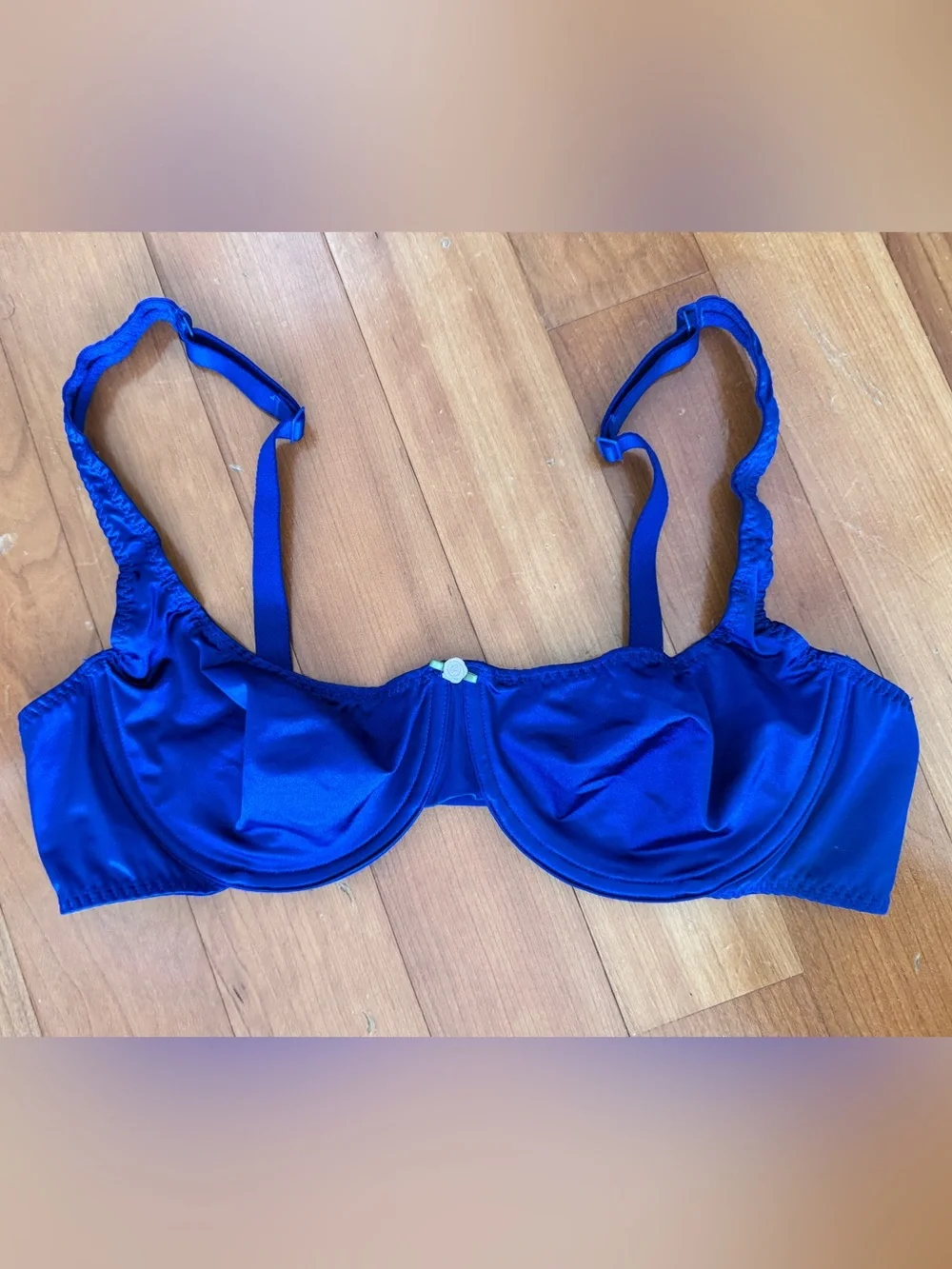 SKIMS Stretch Satin unlined scoop bra in Neptune Navy blue